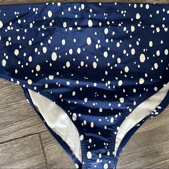 Kona Sol Bikini Bottom Navy Dot Print Plus Size 14W - Picture 4 of 10